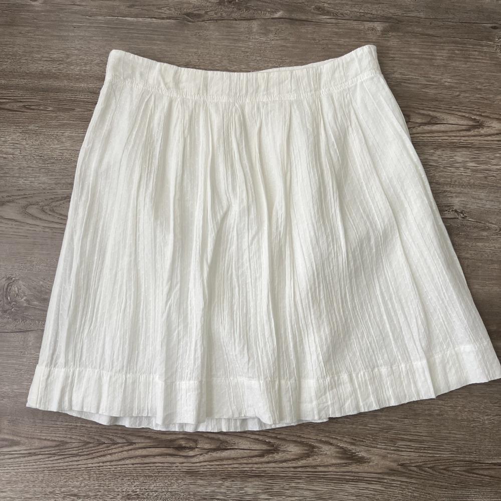 LOFT Textured Dobby Mini Skirt Womens 2 White A-Line Summer Casual